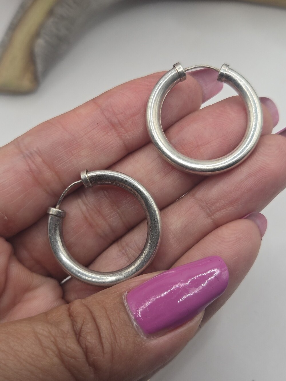 Sterling Silver Hoop Earrings - Polished Silver Finish